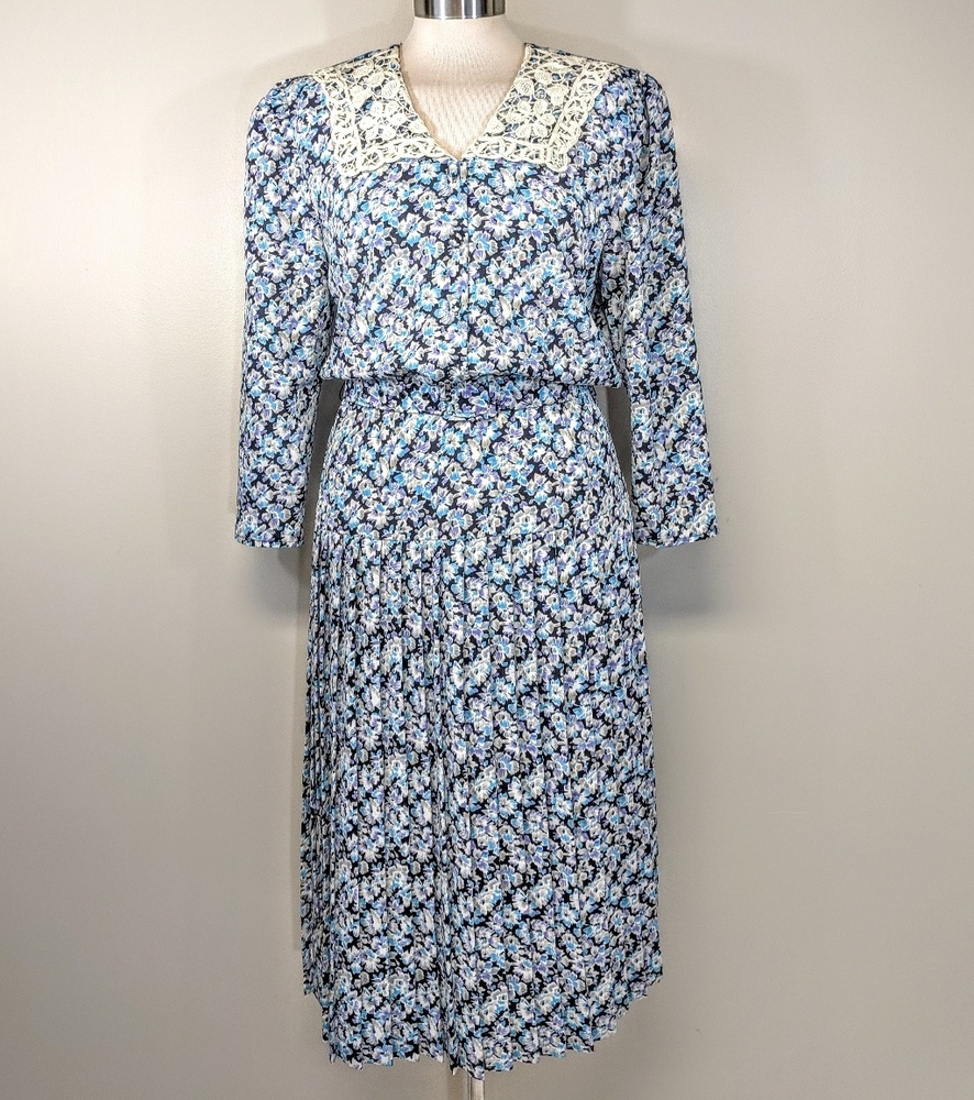 Vintage 1980's Jonathan Martin Gunne Sax Style Prairie Dress Cottagecore Preppy